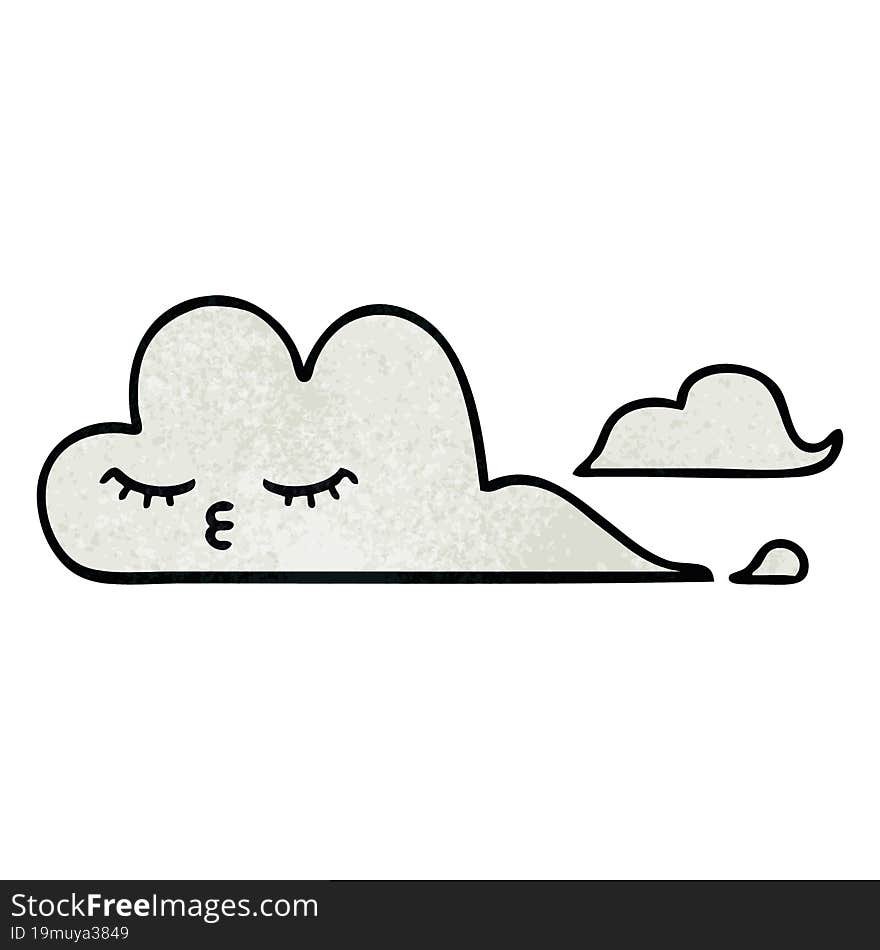 retro grunge texture cartoon of a white cloud