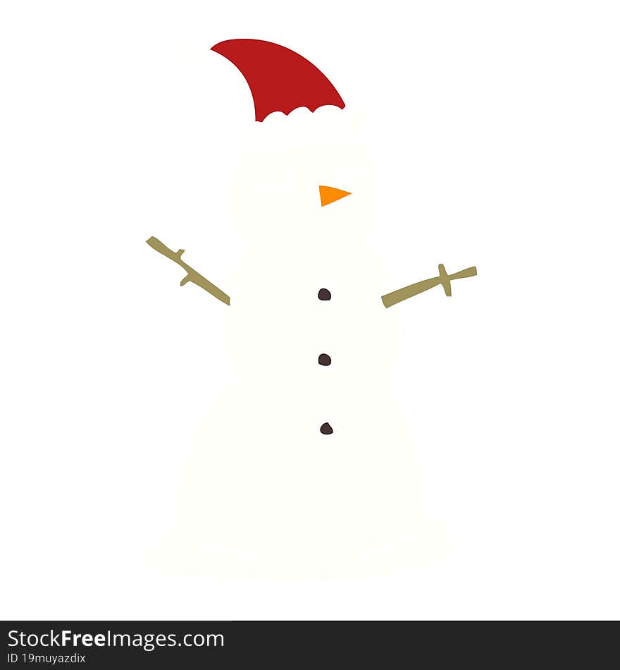 Flat Color Style Cartoon Snowman