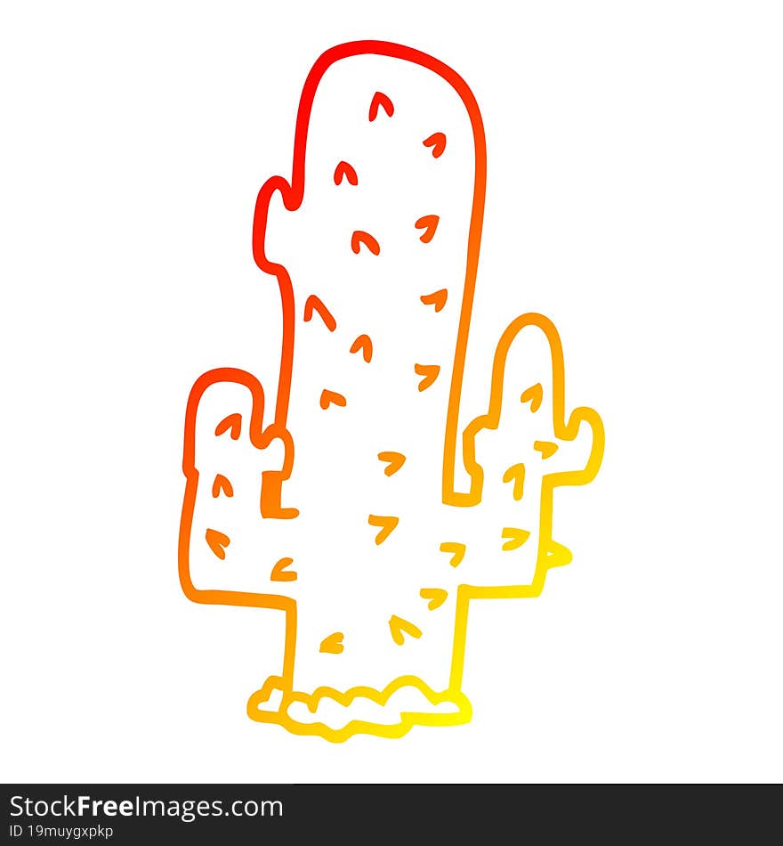 warm gradient line drawing cartoon cactus