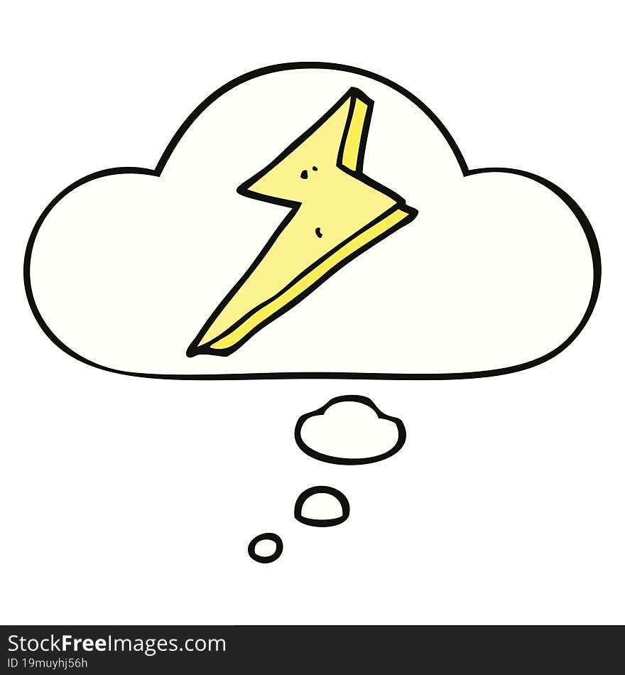 cartoon lightning with thought bubble. cartoon lightning with thought bubble