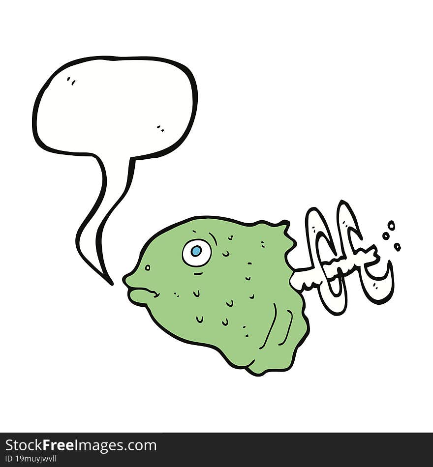 cartoon fish head with speech bubble