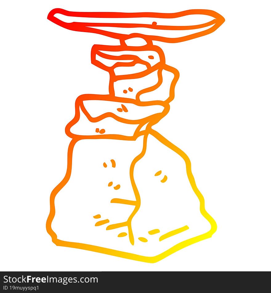 warm gradient line drawing cartoon stacked rocks