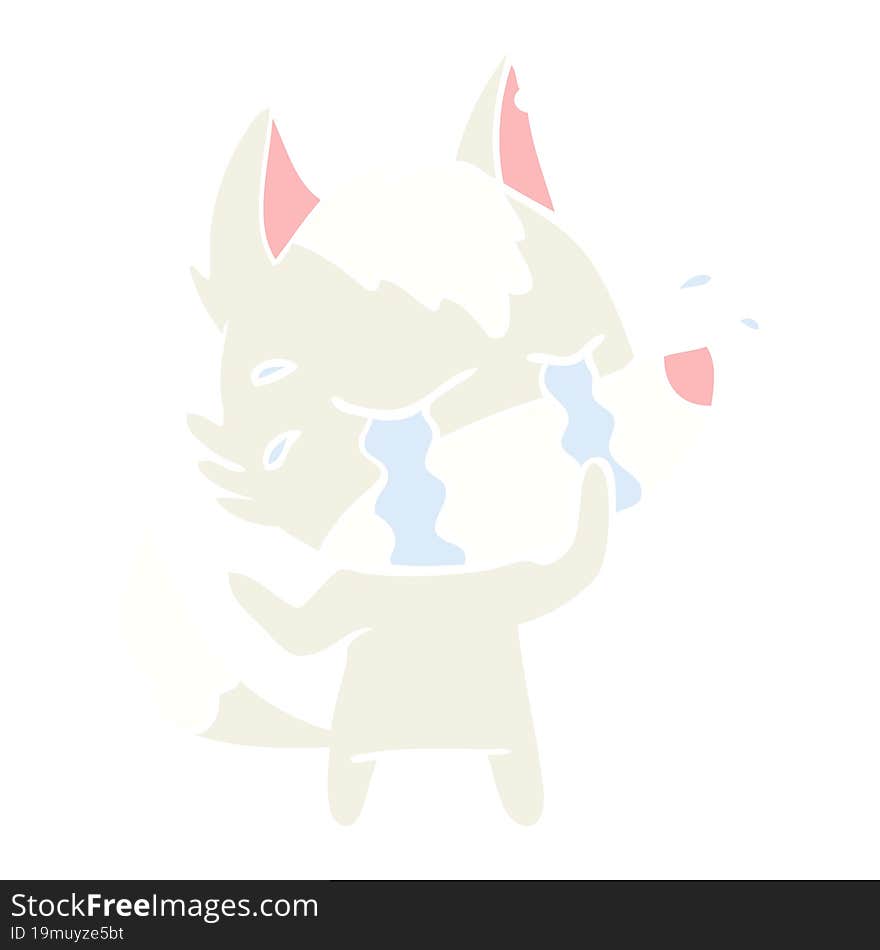 flat color style cartoon crying wolf