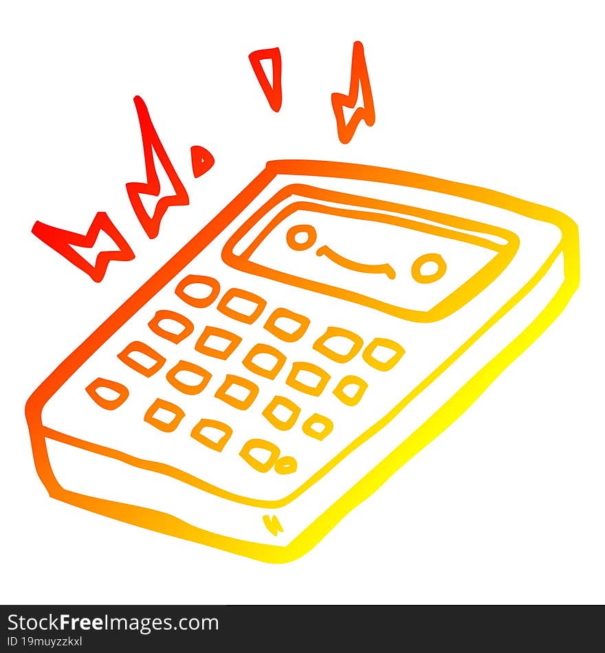 warm gradient line drawing of a cartoon calculator