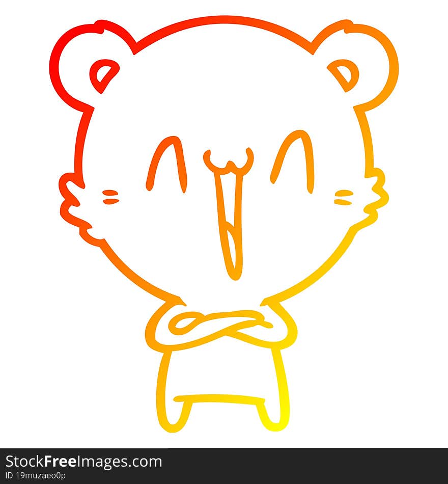 warm gradient line drawing happy bear cartoon