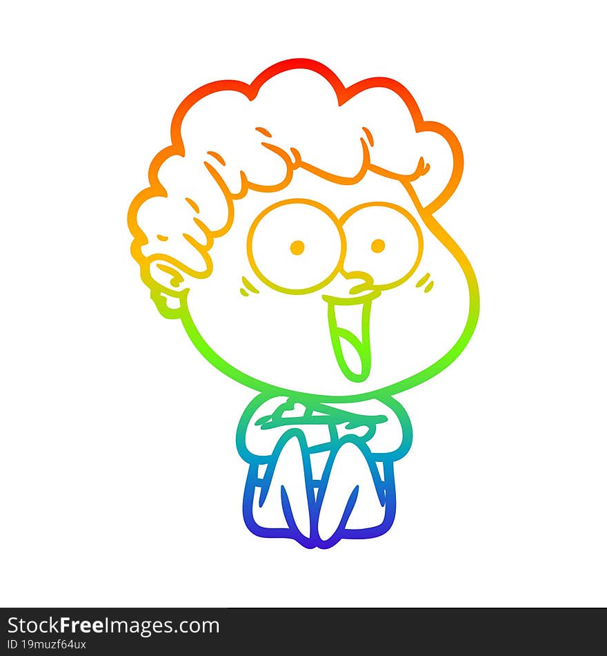 rainbow gradient line drawing excited man cartoon