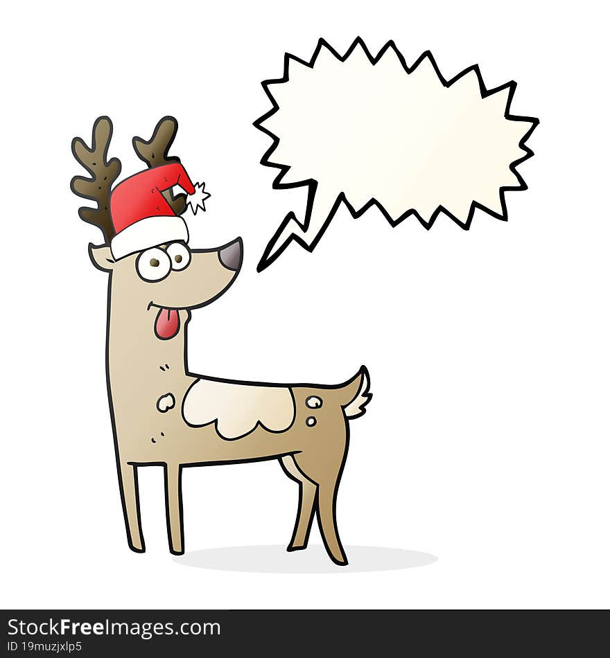 freehand drawn speech bubble cartoon crazy reindeer