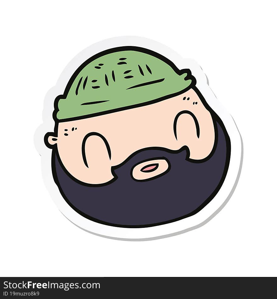 Sticker Of A Cartoon Male Face With Beard