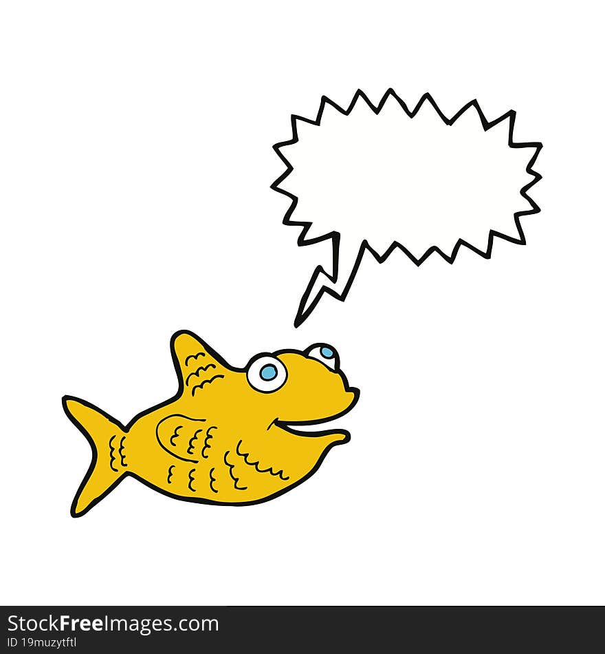 cartoon happy fish with speech bubble