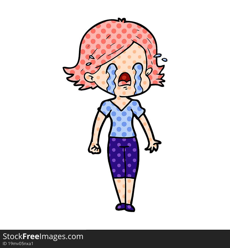 cartoon woman crying. cartoon woman crying