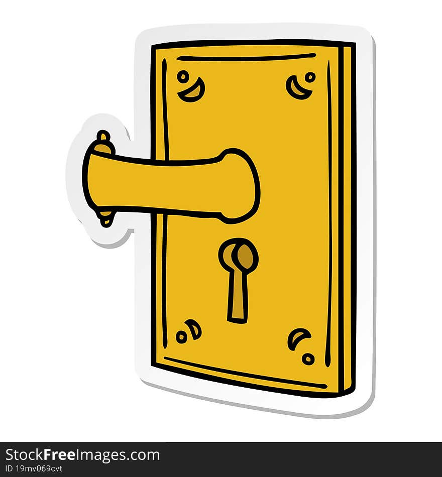 hand drawn sticker cartoon doodle of a door handle