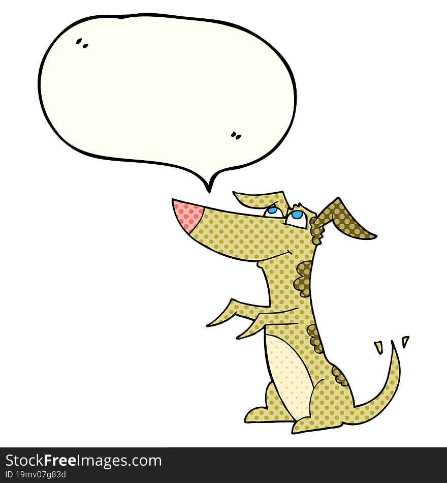 freehand drawn comic book speech bubble cartoon dog