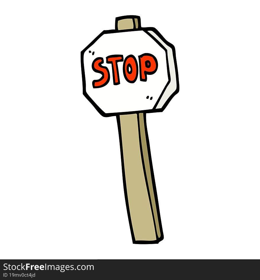 Hand Drawn Doodle Style Cartoon Stop Sign