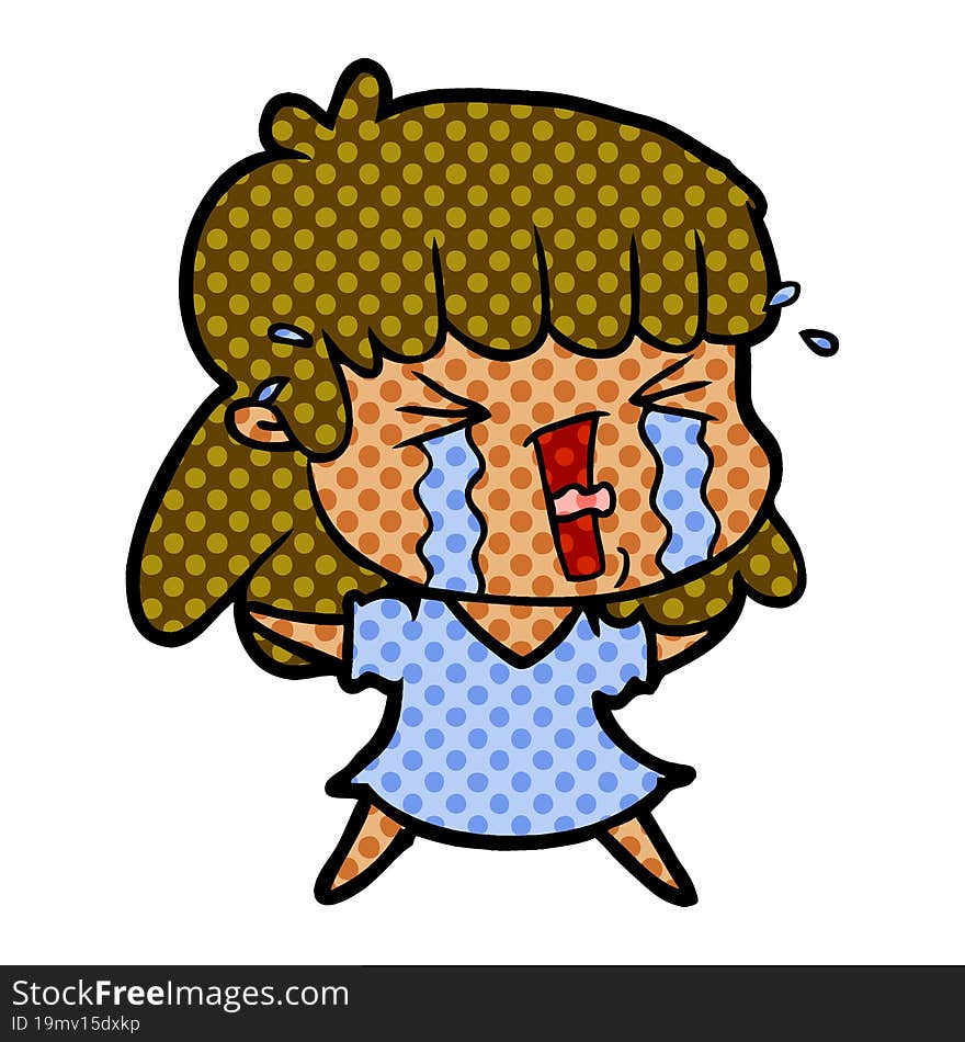 cartoon woman crying. cartoon woman crying