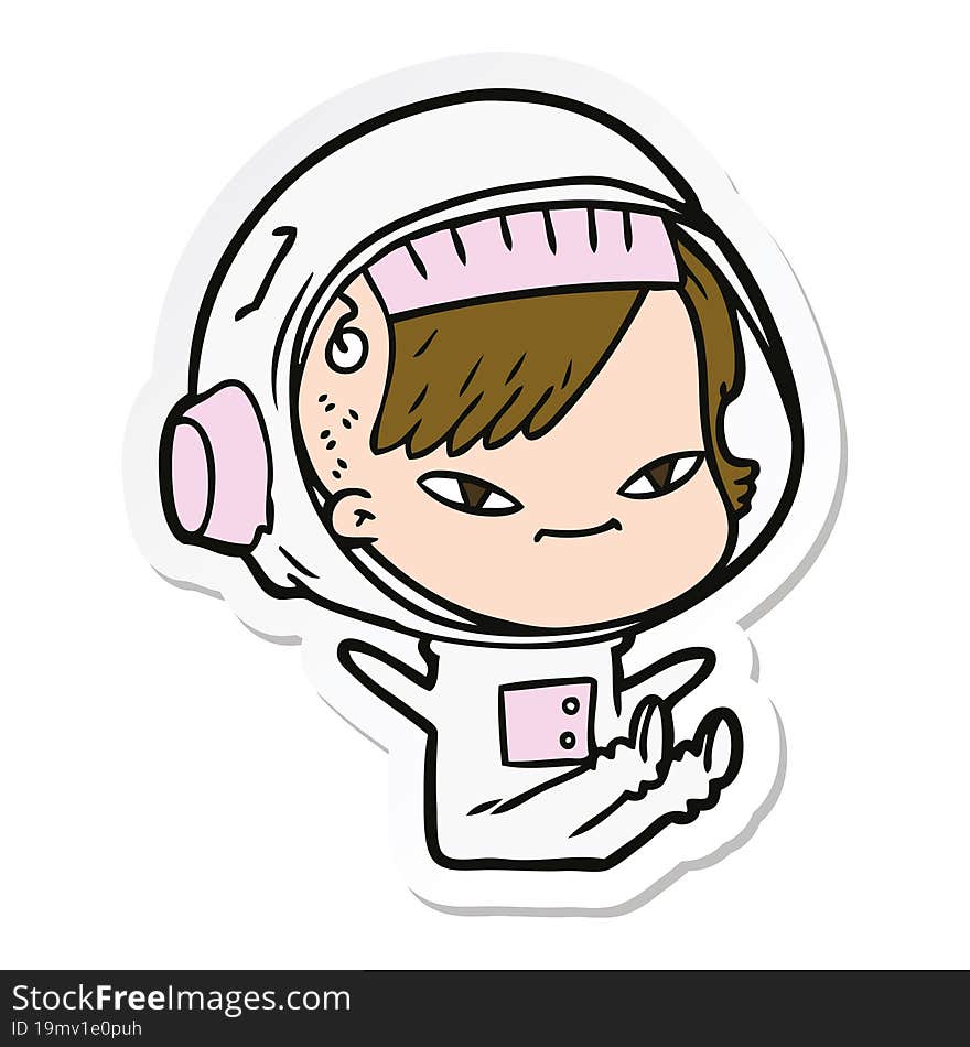 sticker of a cartoon astronaut woman