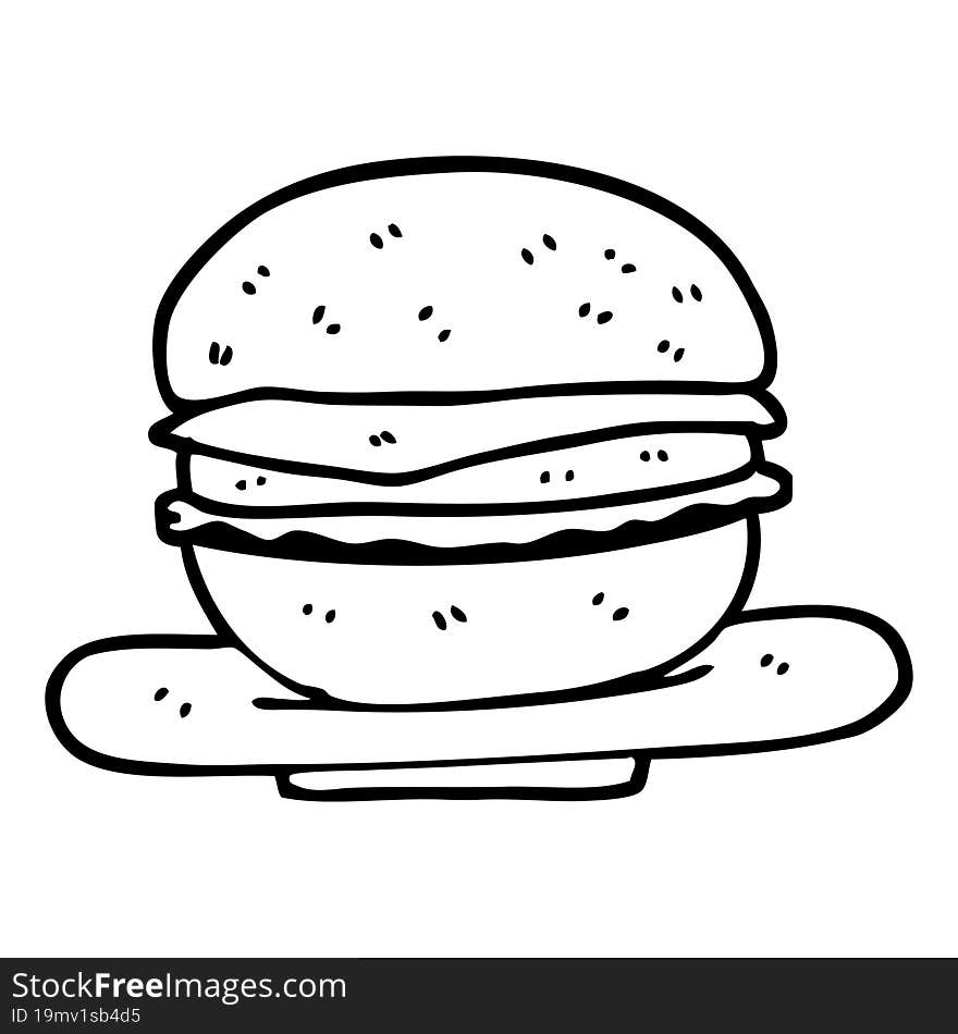 Black And White Cartoon Burger