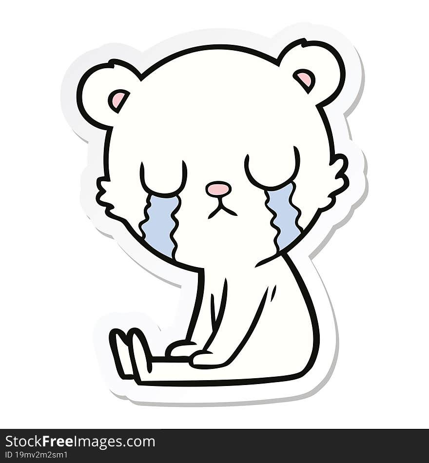 Sticker Of A Crying Polar Bear Cartoon