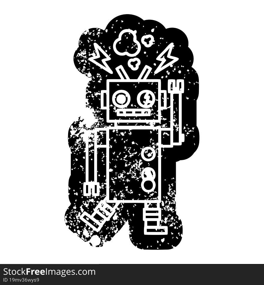 malfunctioning robot distressed icon symbol