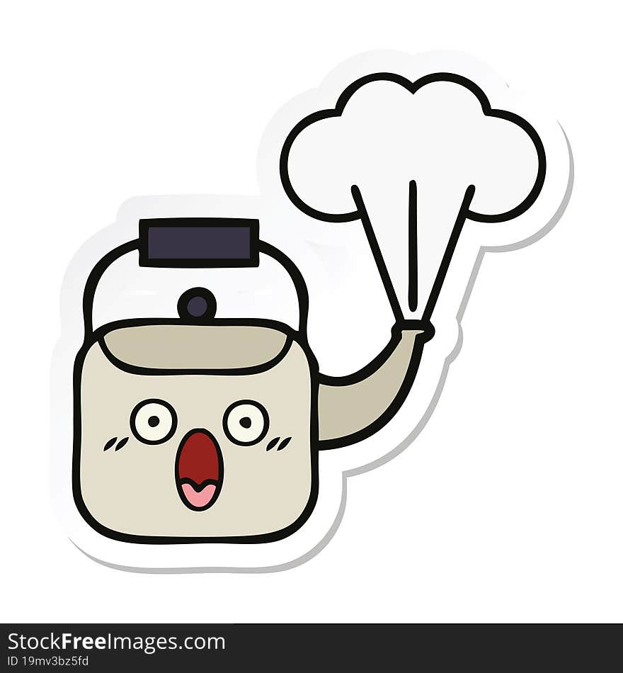 sticker of a cute cartoon steaming kettle