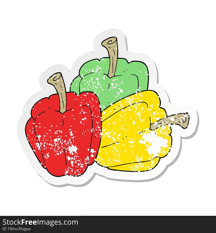 retro distressed sticker of a cartoon pepper