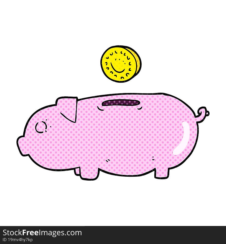 freehand drawn cartoon piggy bank