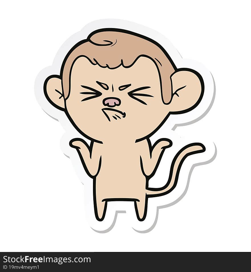 Sticker Of A Cartoon Annoyed Monkey