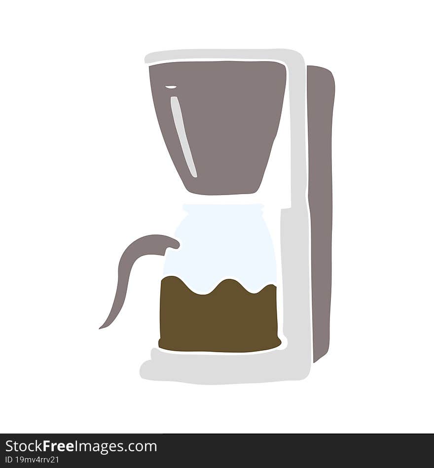 flat color illustration of a cartoon coffee maker