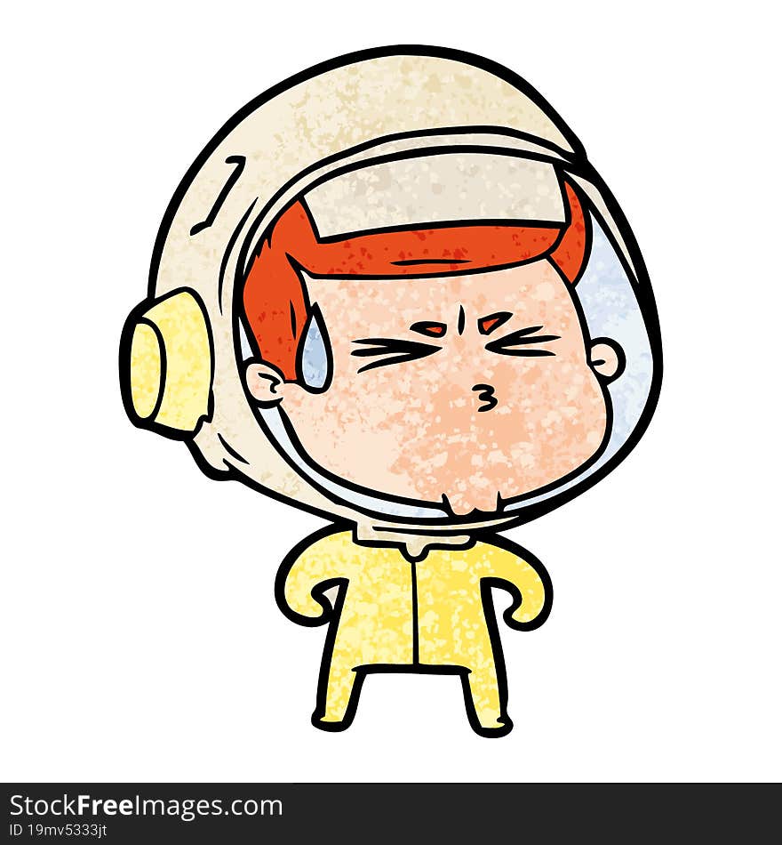 cartoon stressed astronaut. cartoon stressed astronaut