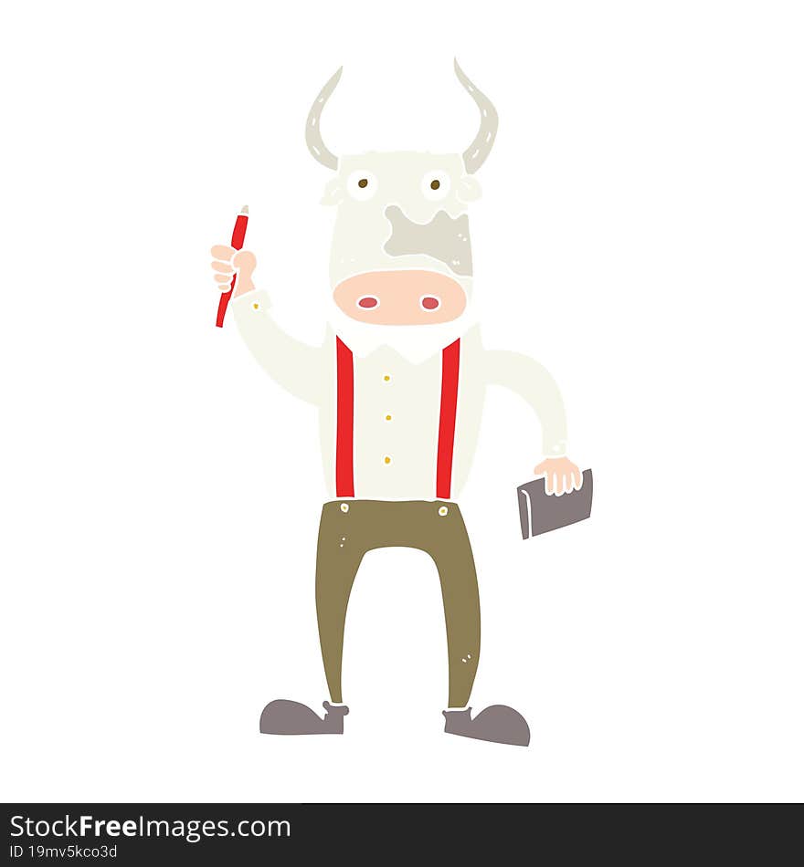 flat color illustration of a cartoon bull man