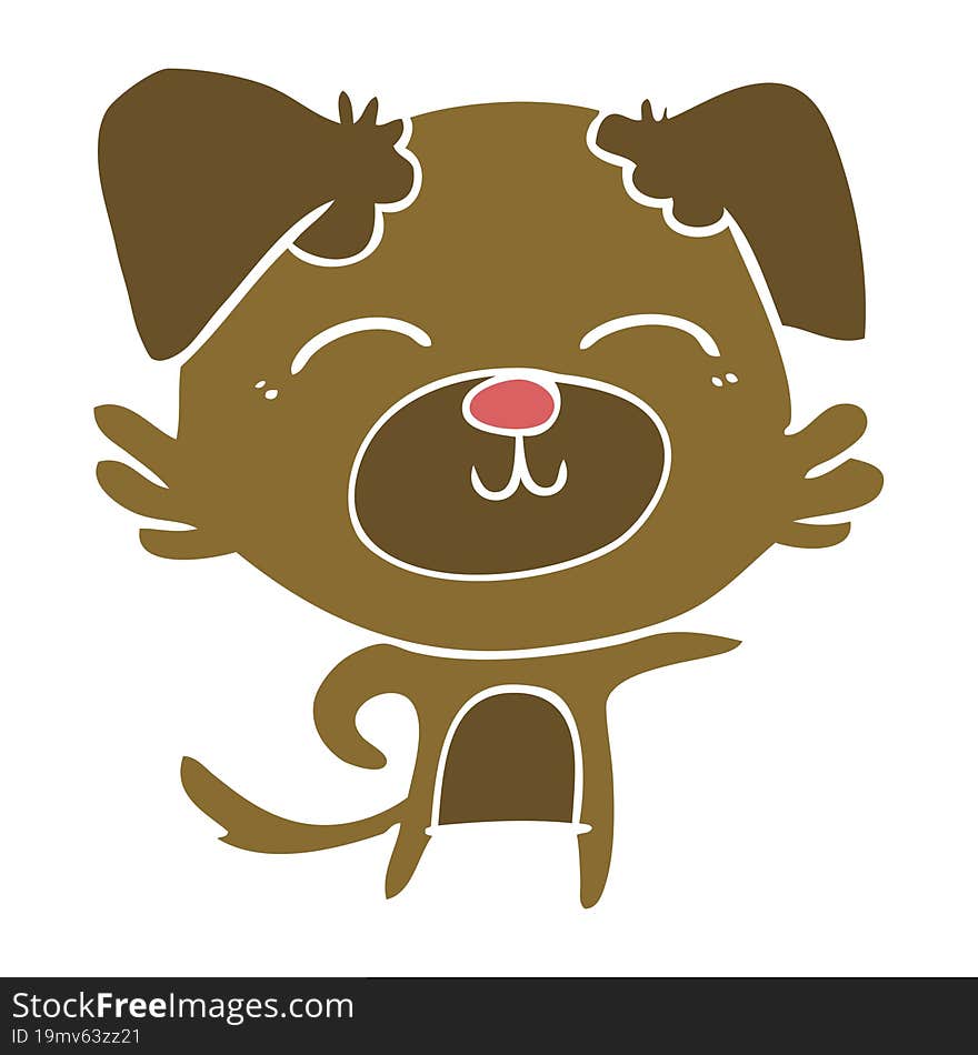 flat color style cartoon dog pointing