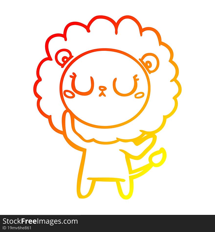 warm gradient line drawing of a cartoon lion