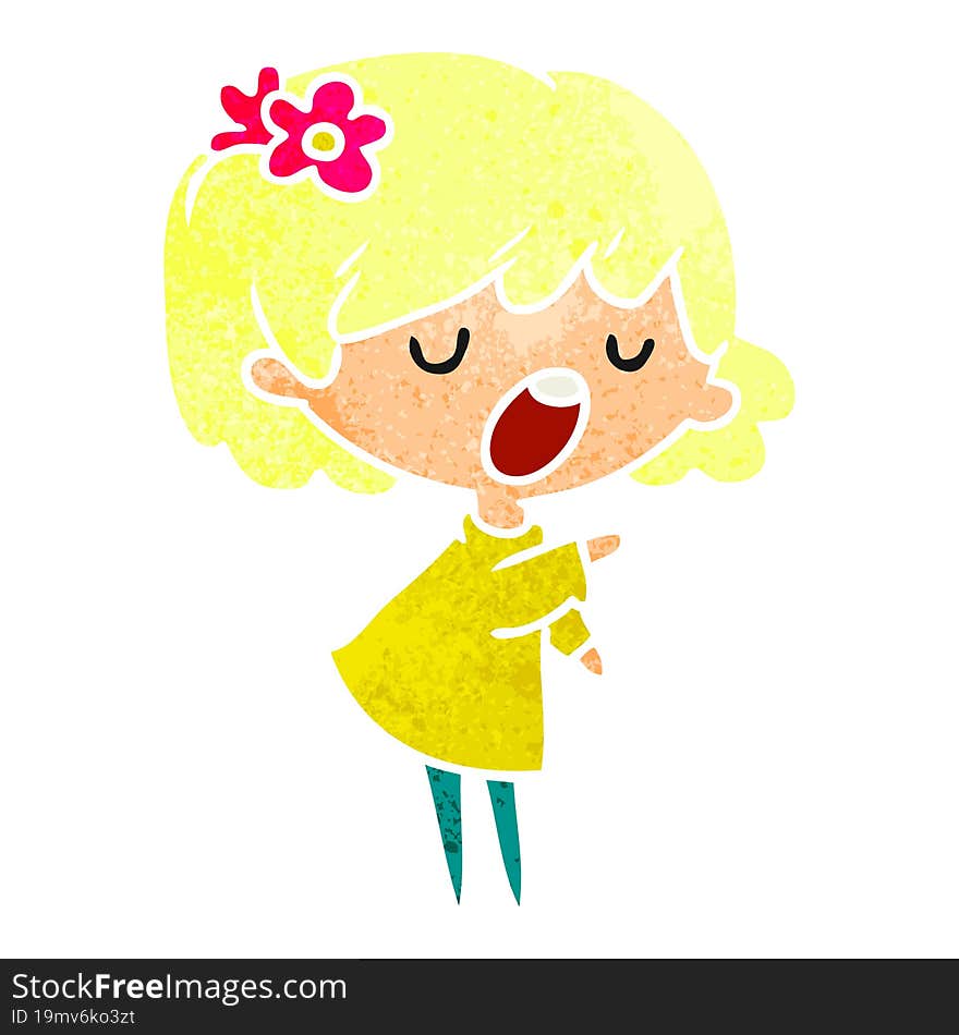 Retro Cartoon Of A Cute Kawaii Girl