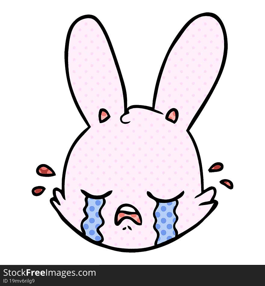 cartoon crying bunny face. cartoon crying bunny face