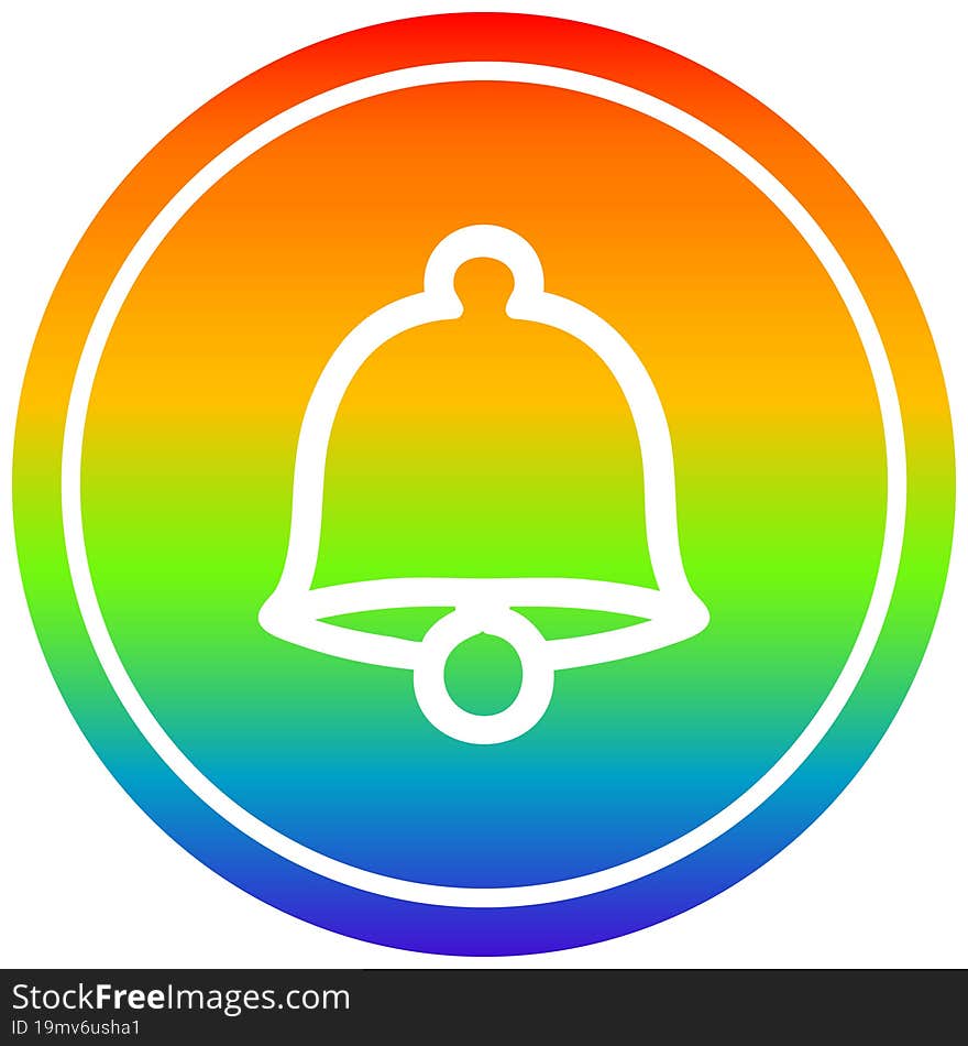 old bell circular icon with rainbow gradient finish. old bell circular icon with rainbow gradient finish