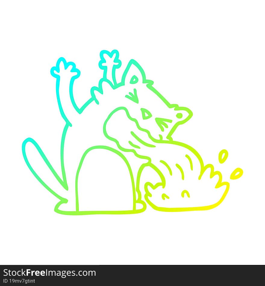 cold gradient line drawing cartoon of an ill cat