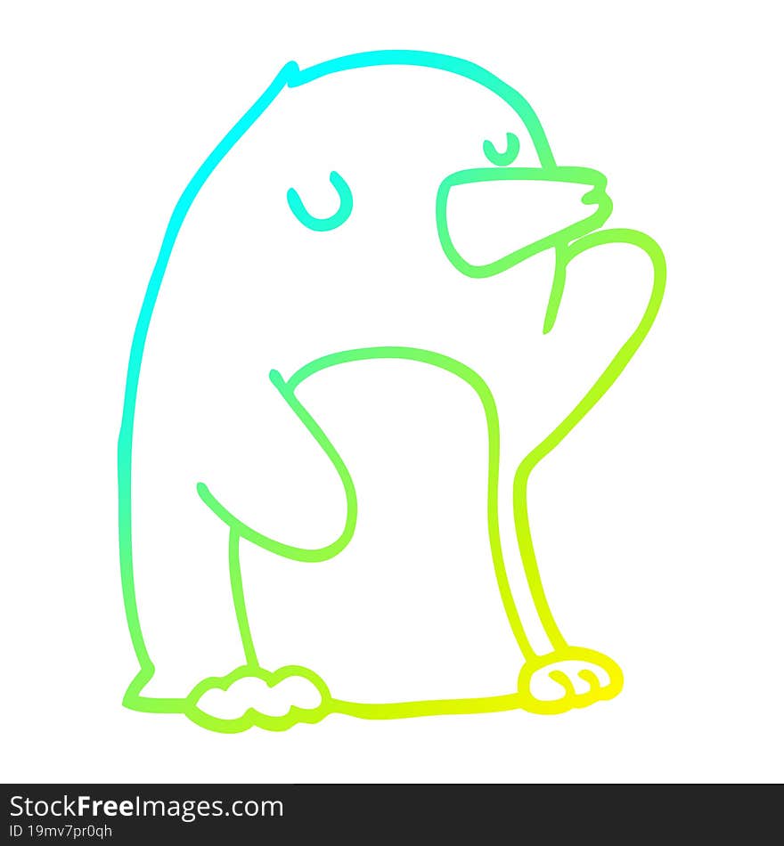 cold gradient line drawing cartoon penguin