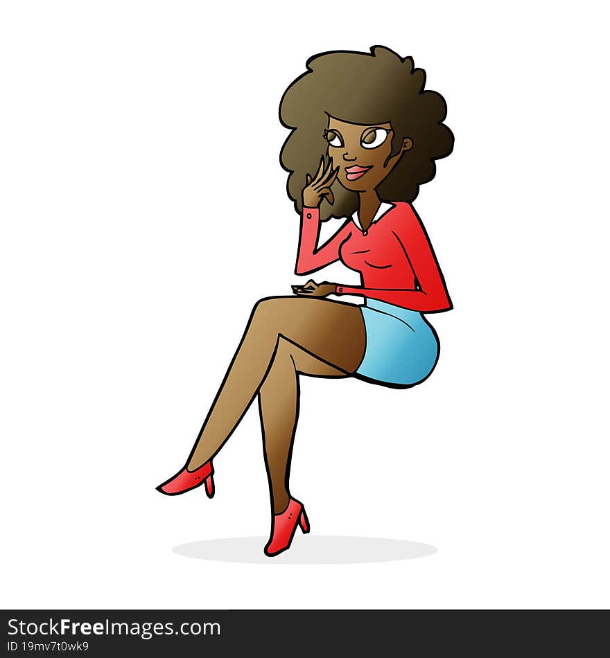 cartoon office woman sitting