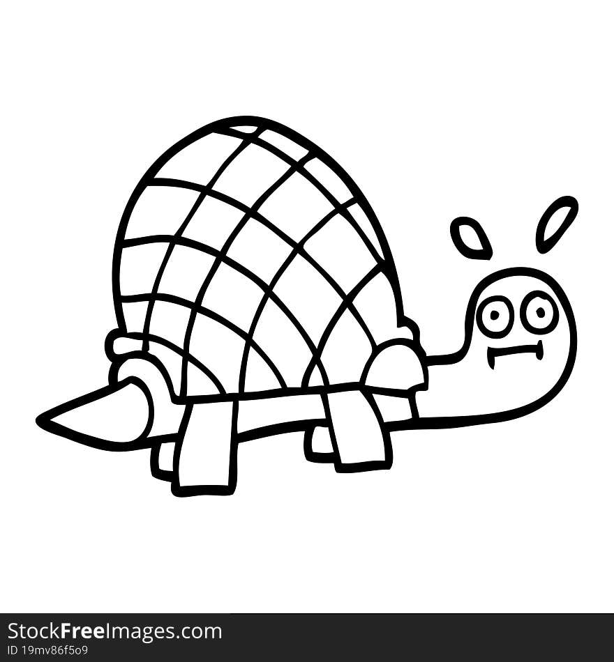 line drawing cartoon funny tortoise