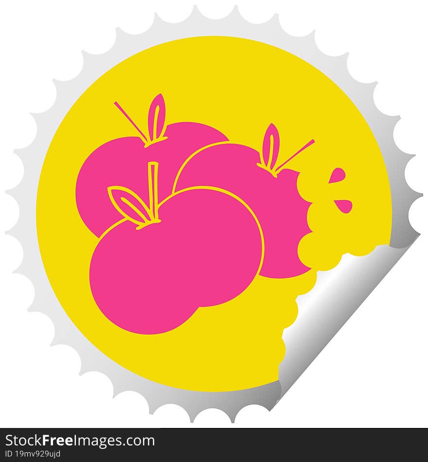 Circular Peeling Sticker Cartoon Juicy Apple