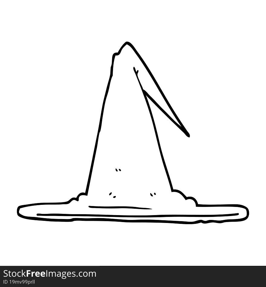 line drawing cartoon witch hat