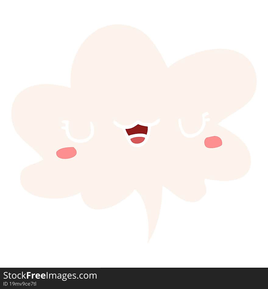 cute cartoon face with speech bubble in retro style