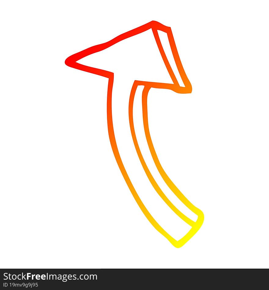 warm gradient line drawing cartoon pointing arrow