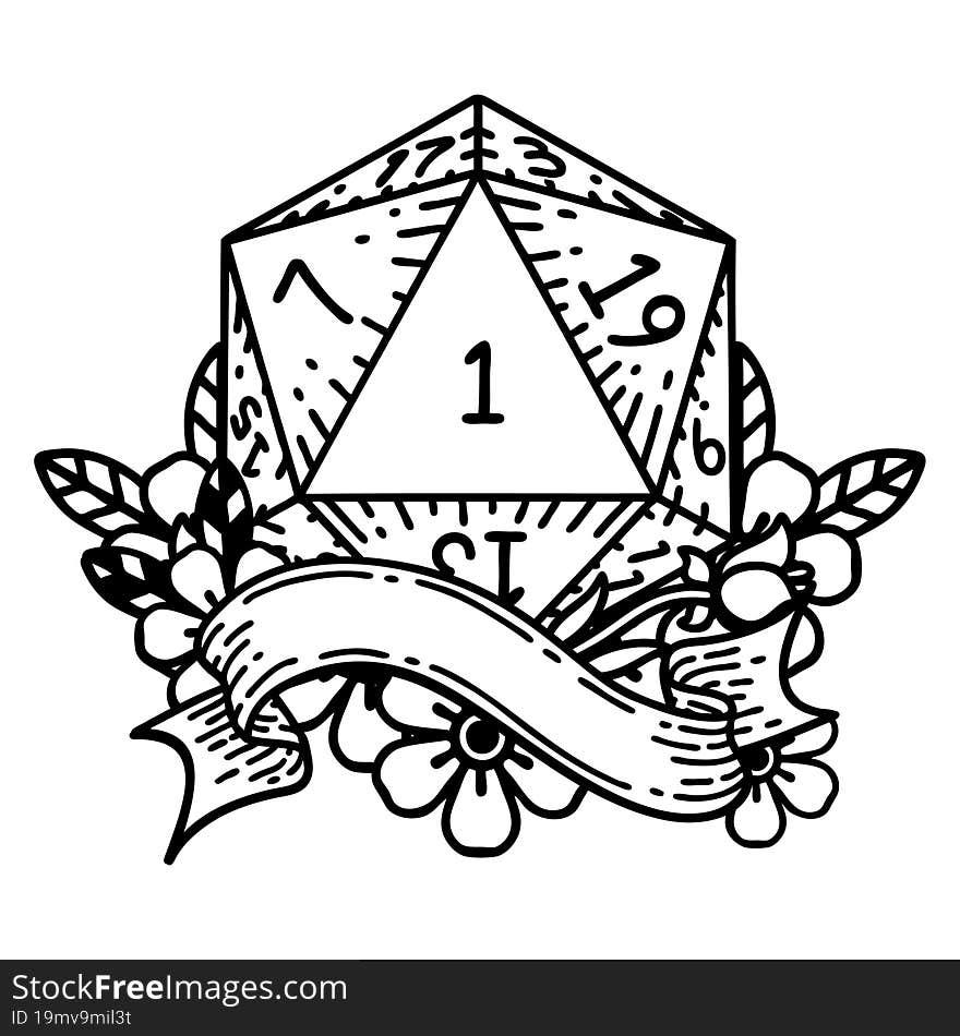 natural one d20 dice roll illustration