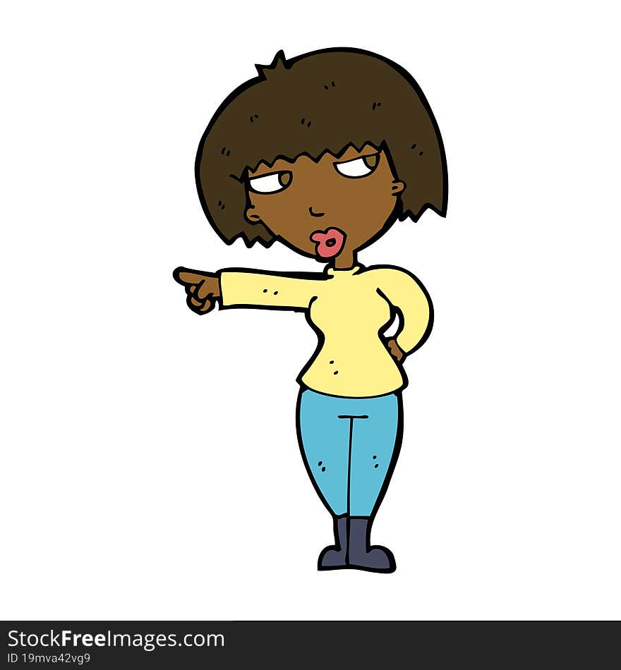 cartoon annoyed woman pointing