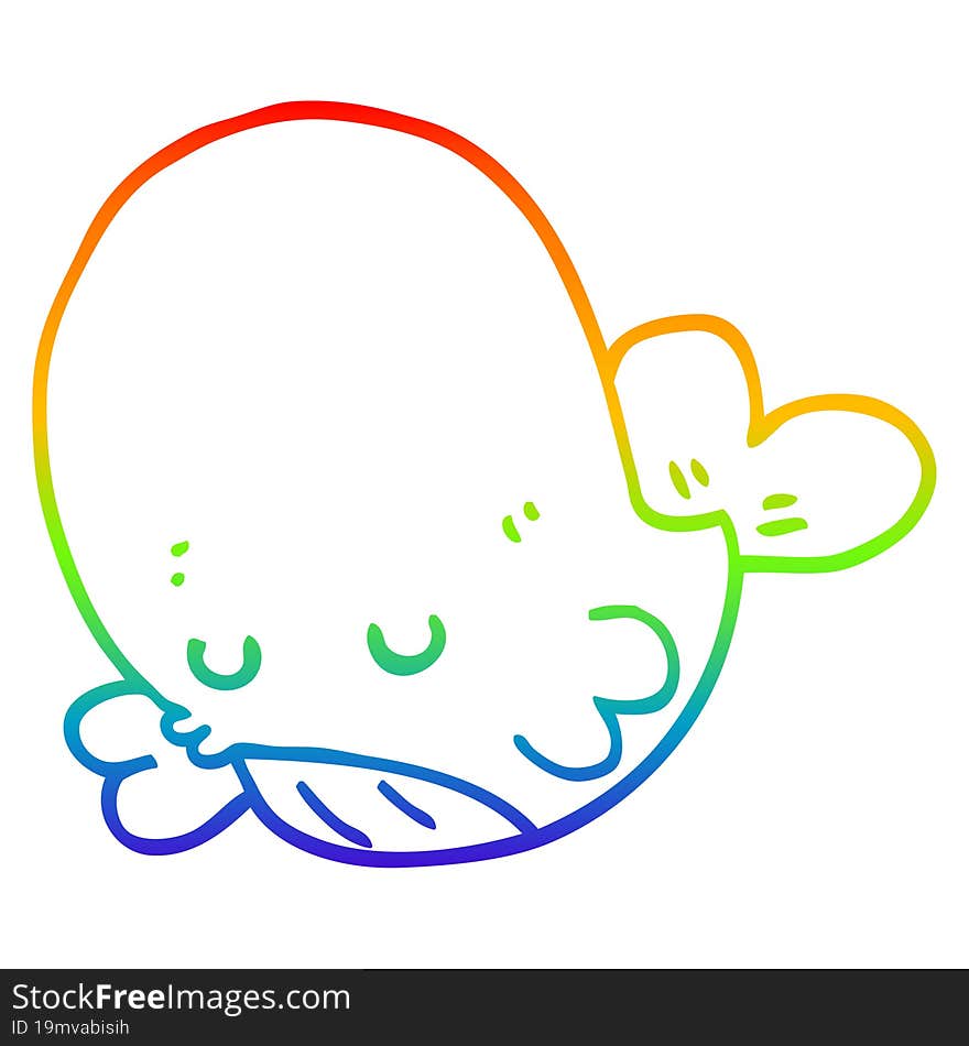 rainbow gradient line drawing cartoon whale