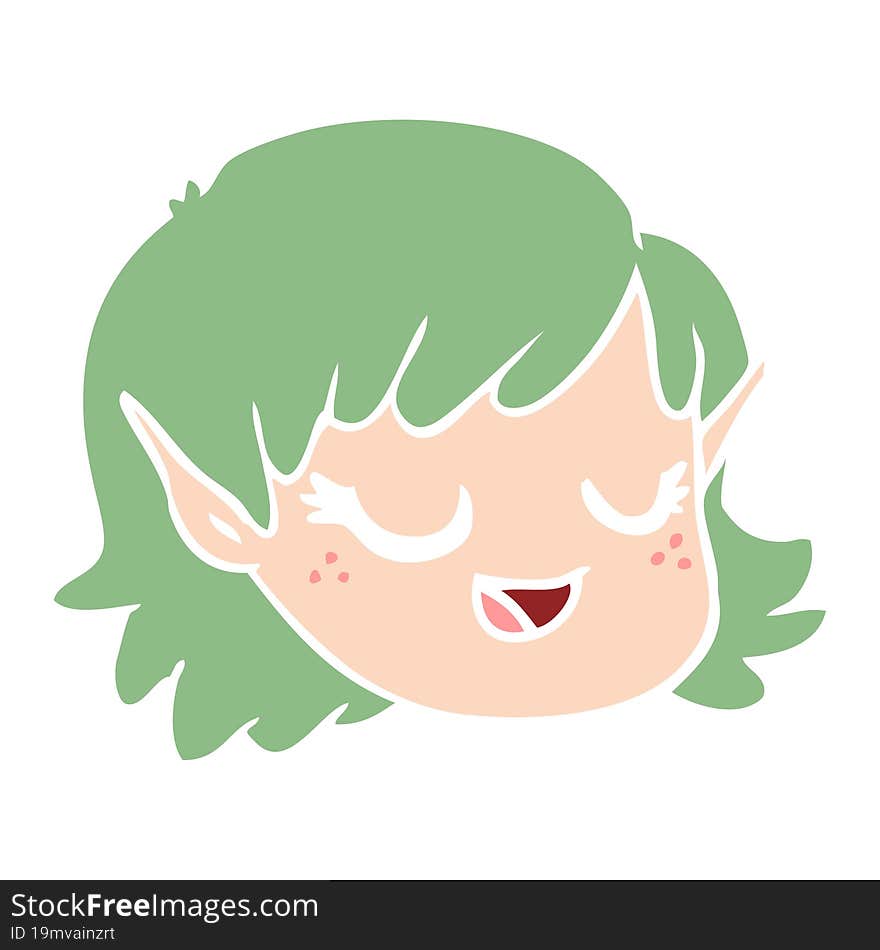 Flat Color Style Cartoon Elf Girl