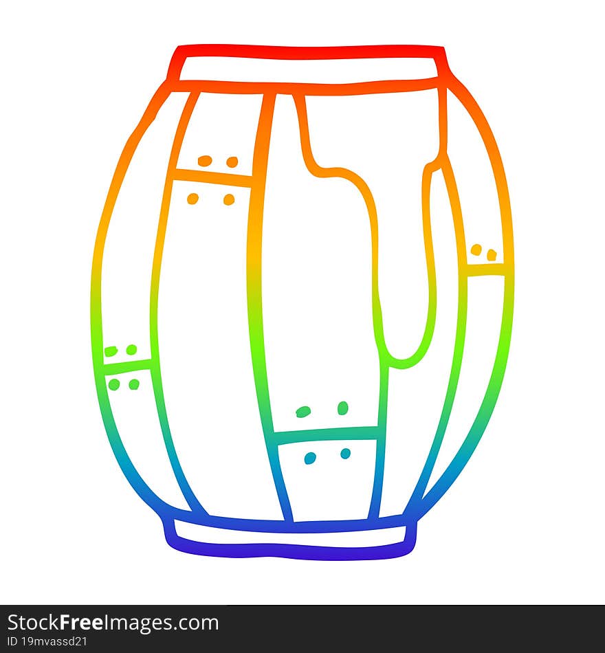 rainbow gradient line drawing cartoon beer barrel