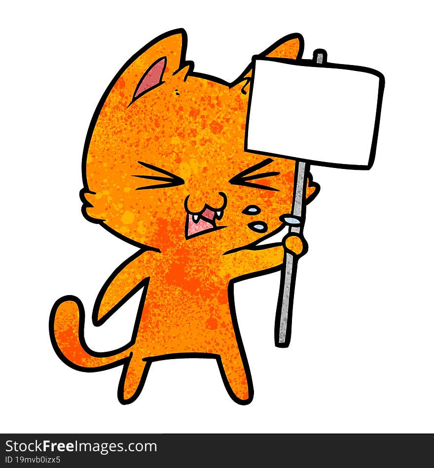 cartoon cat protesting. cartoon cat protesting