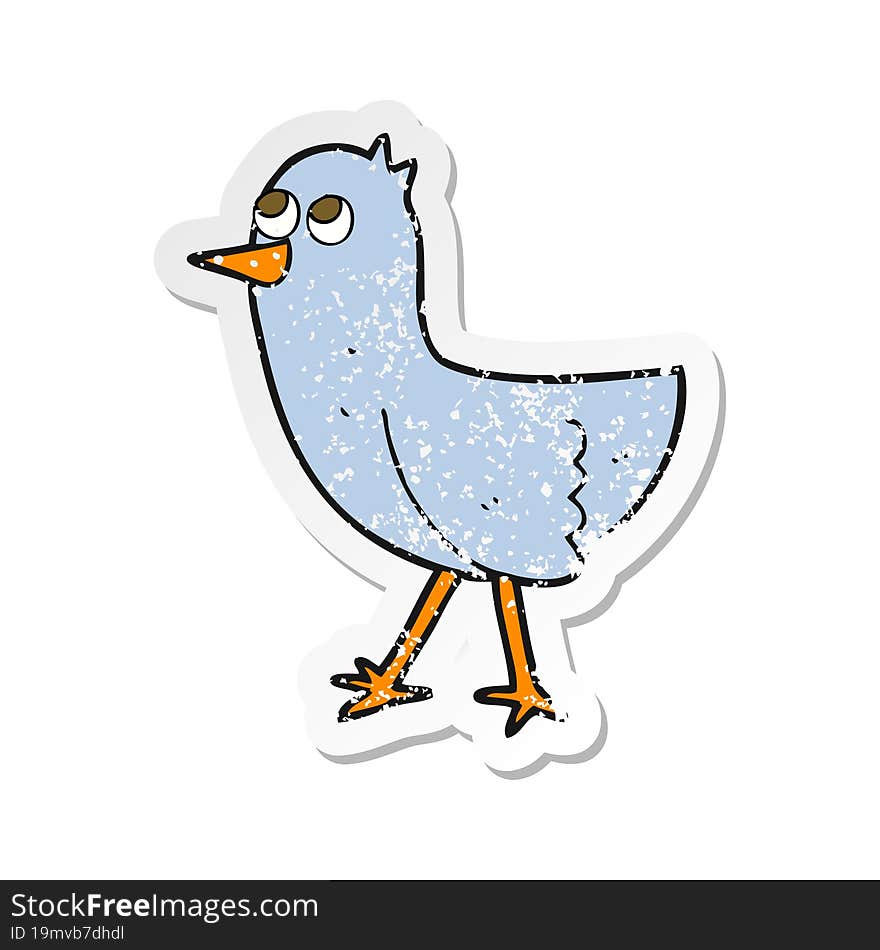 Retro Distressed Sticker Of A Cartoon Bird