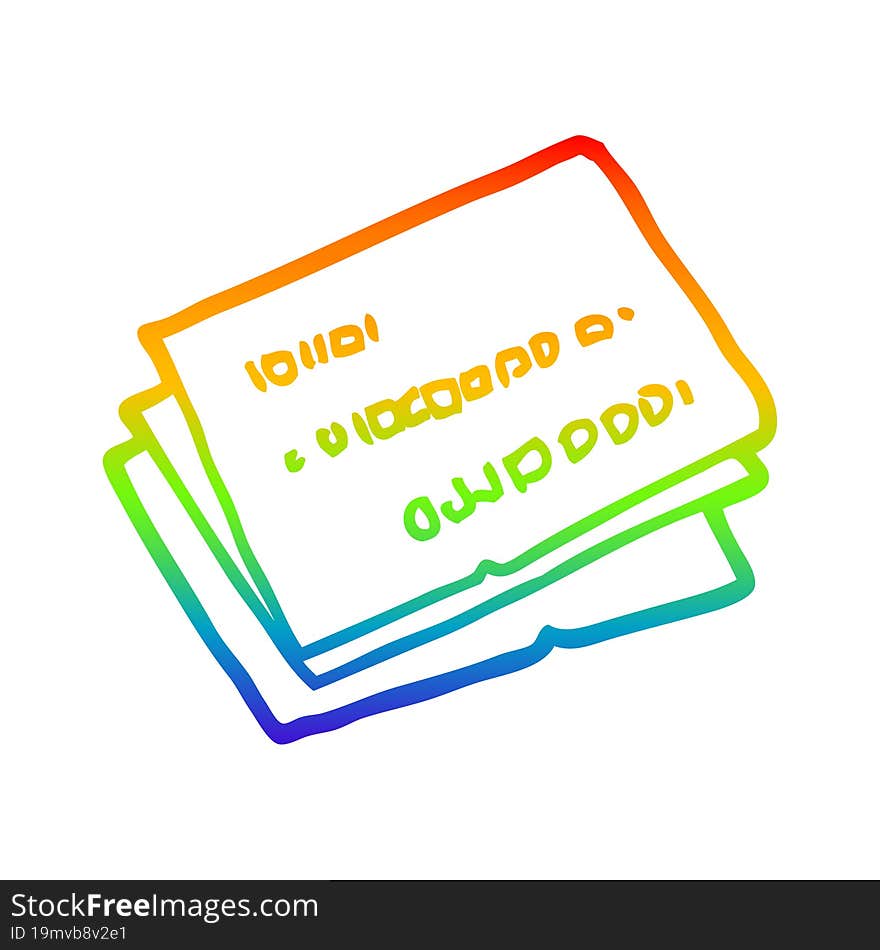 rainbow gradient line drawing old credit cards cartoon